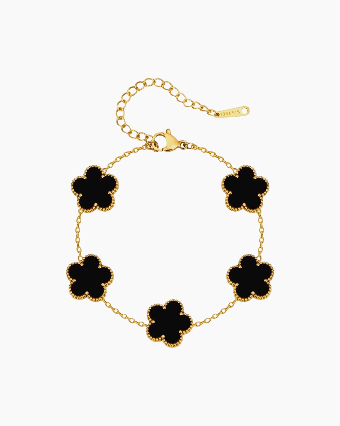 Flower Clover Bracelet Black - AYUNA