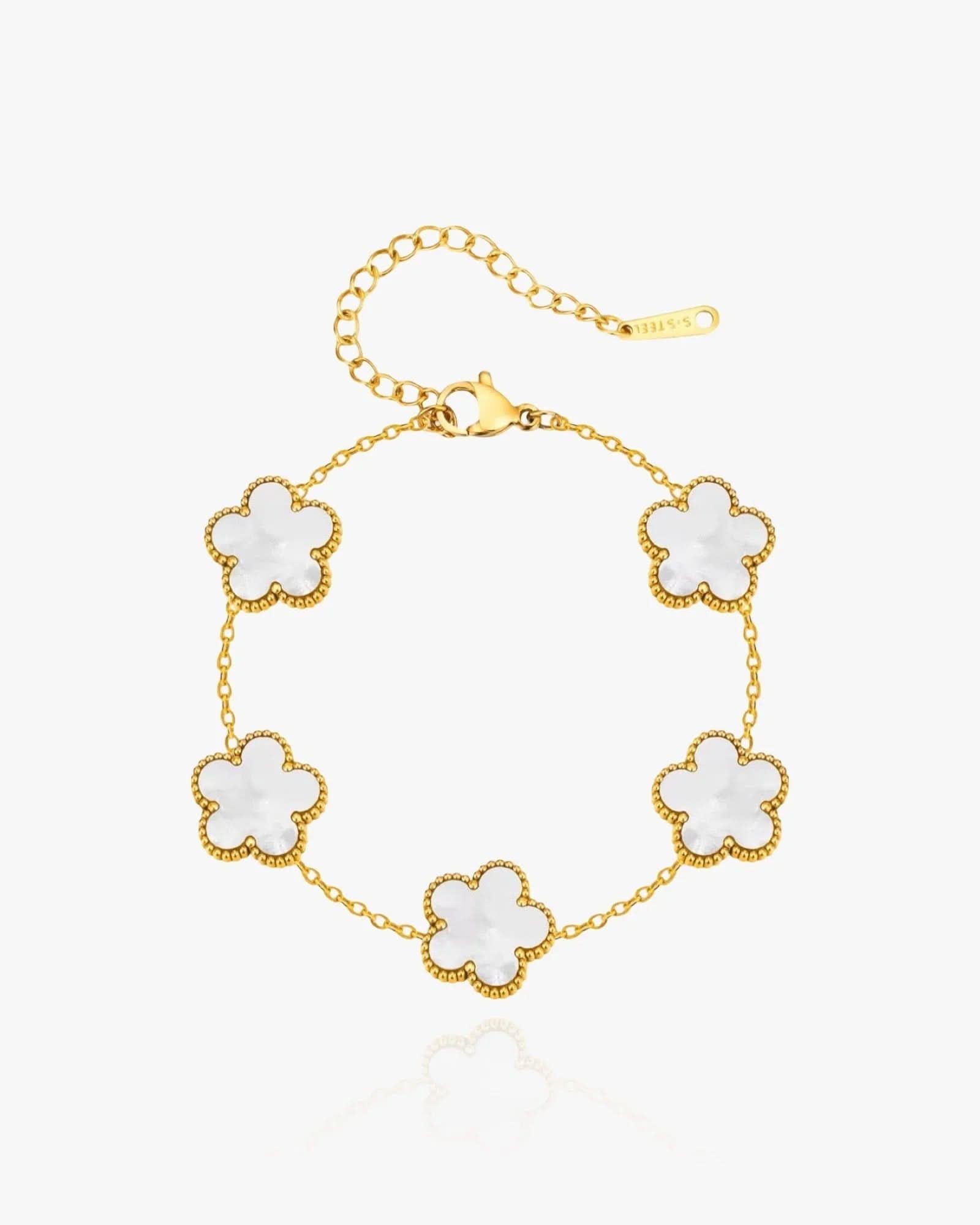 Flower Clover Bracelet White - AYUNA
