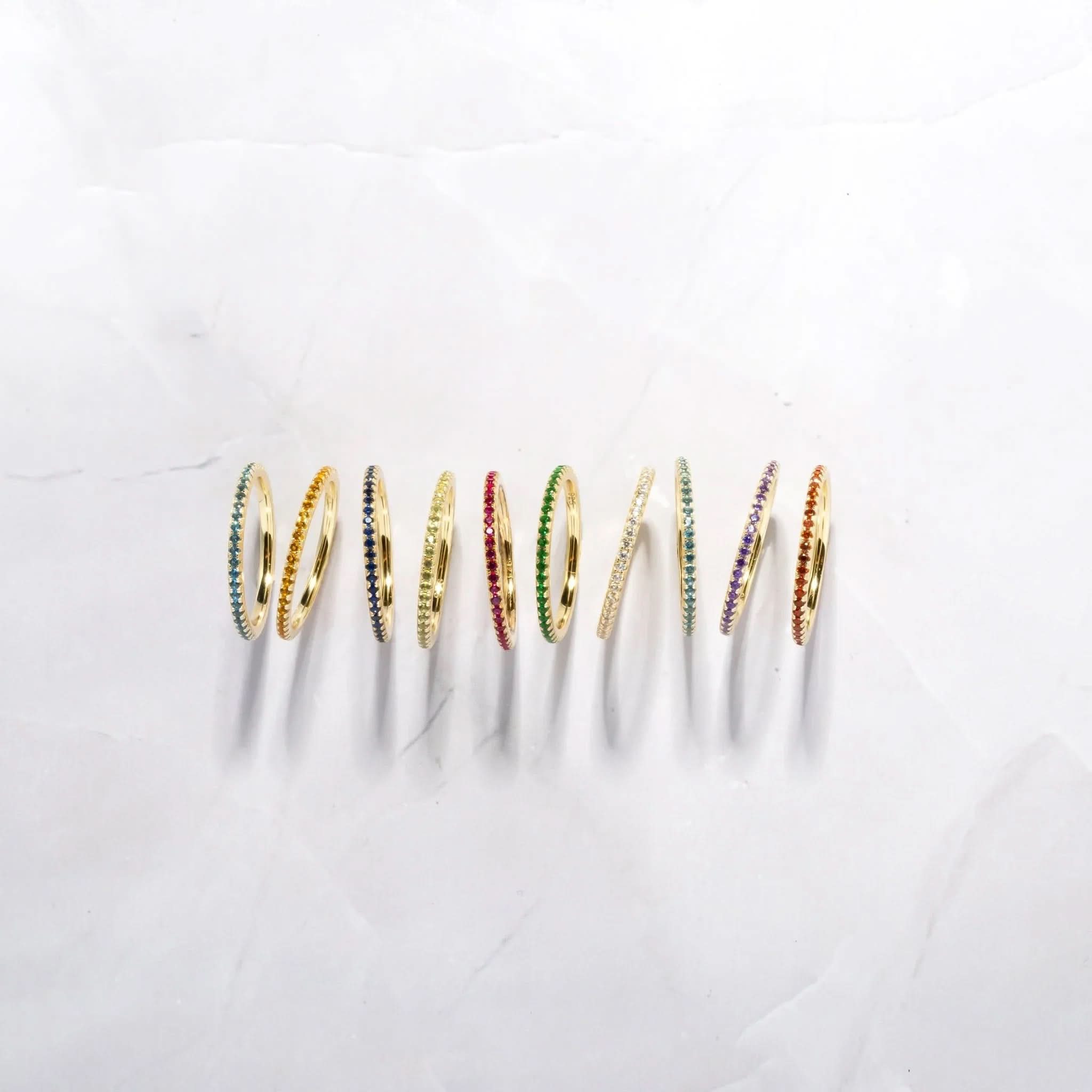 Gold Eternity Birthstone Rings - AYUNA