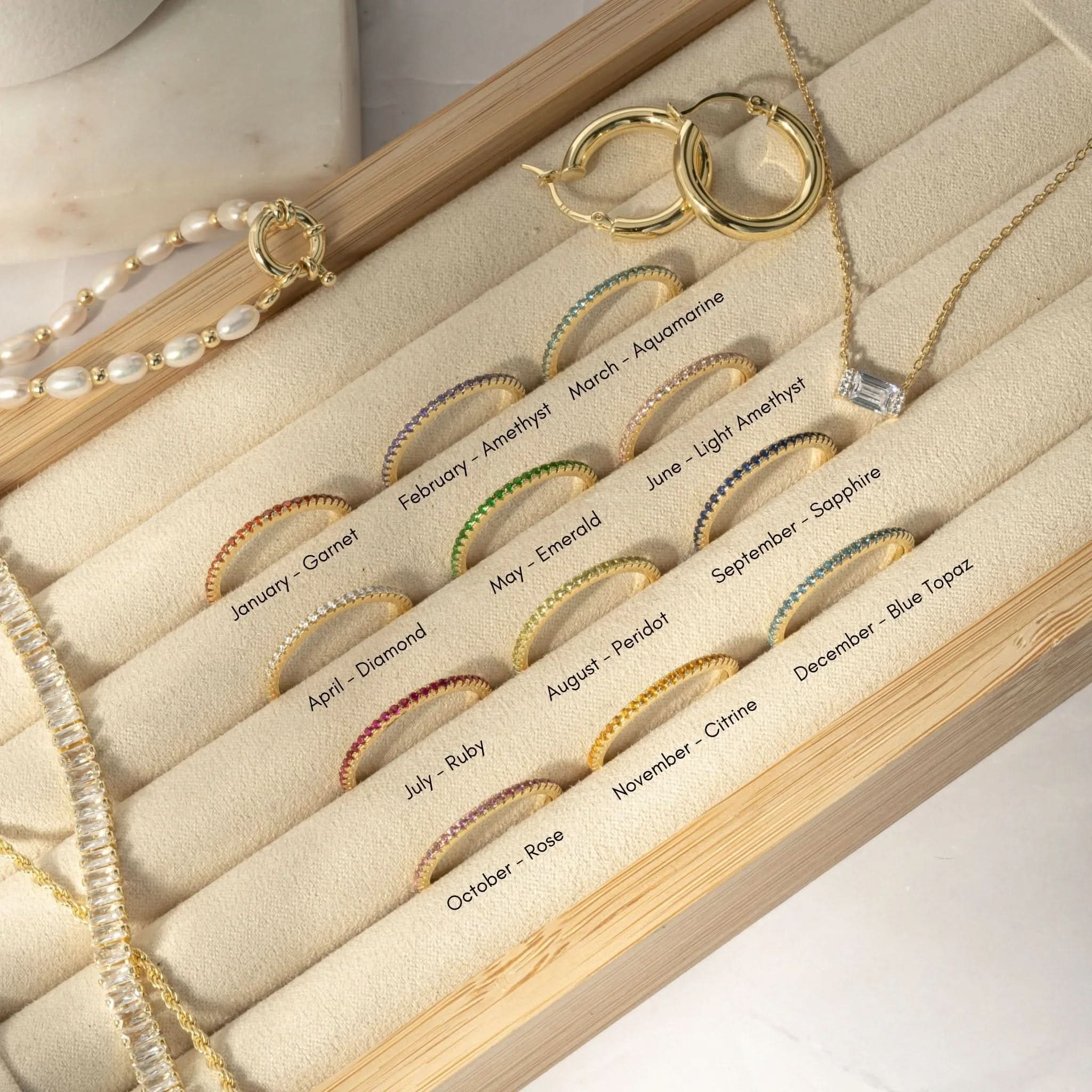 Gold Eternity Birthstone Rings - AYUNA