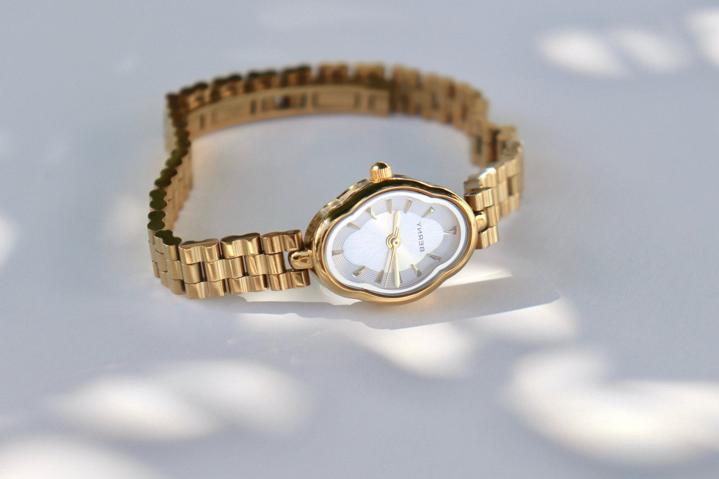Golden Oval Flower Watch - AYUNA