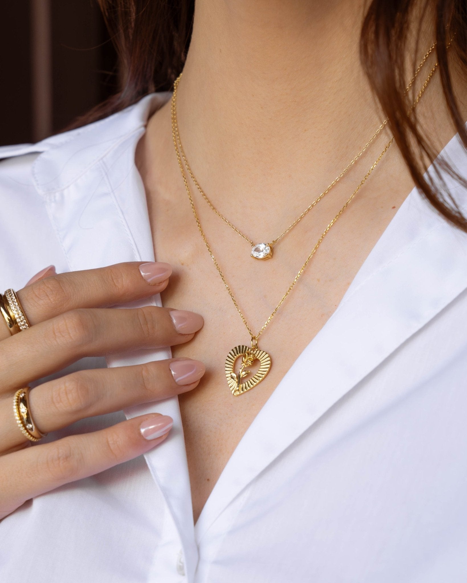 Heart Rose Necklace - AYUNA