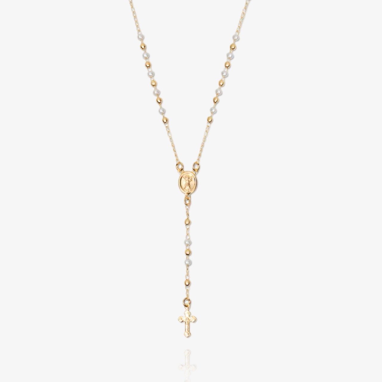 Mary Rosary Lariat Cross Necklace - AYUNA