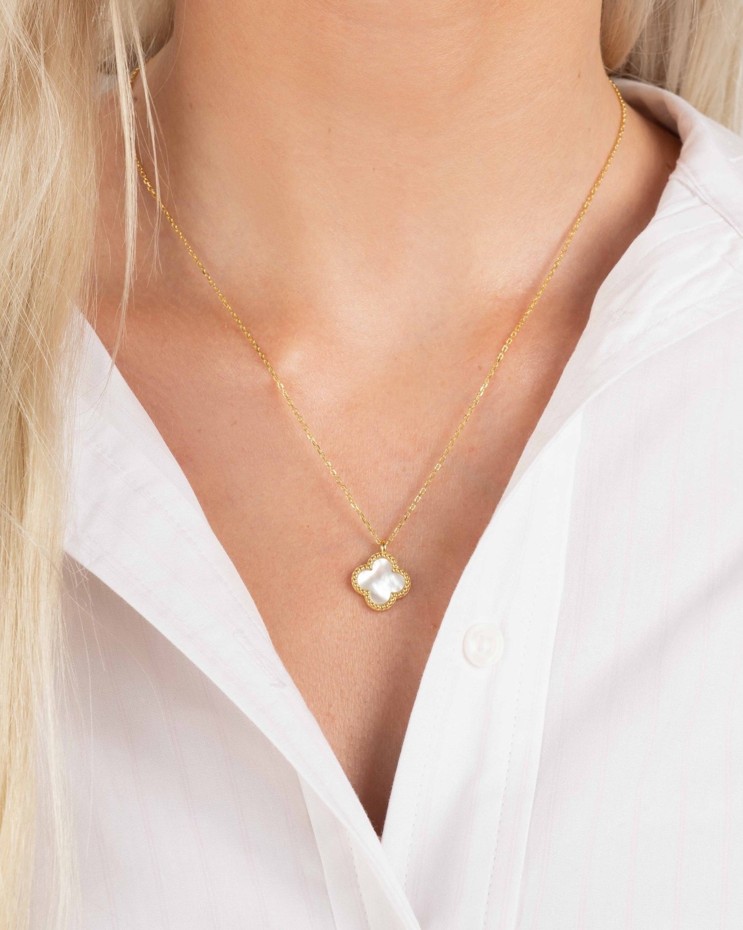 Mother of Pearl Clover Necklace - AYUNA