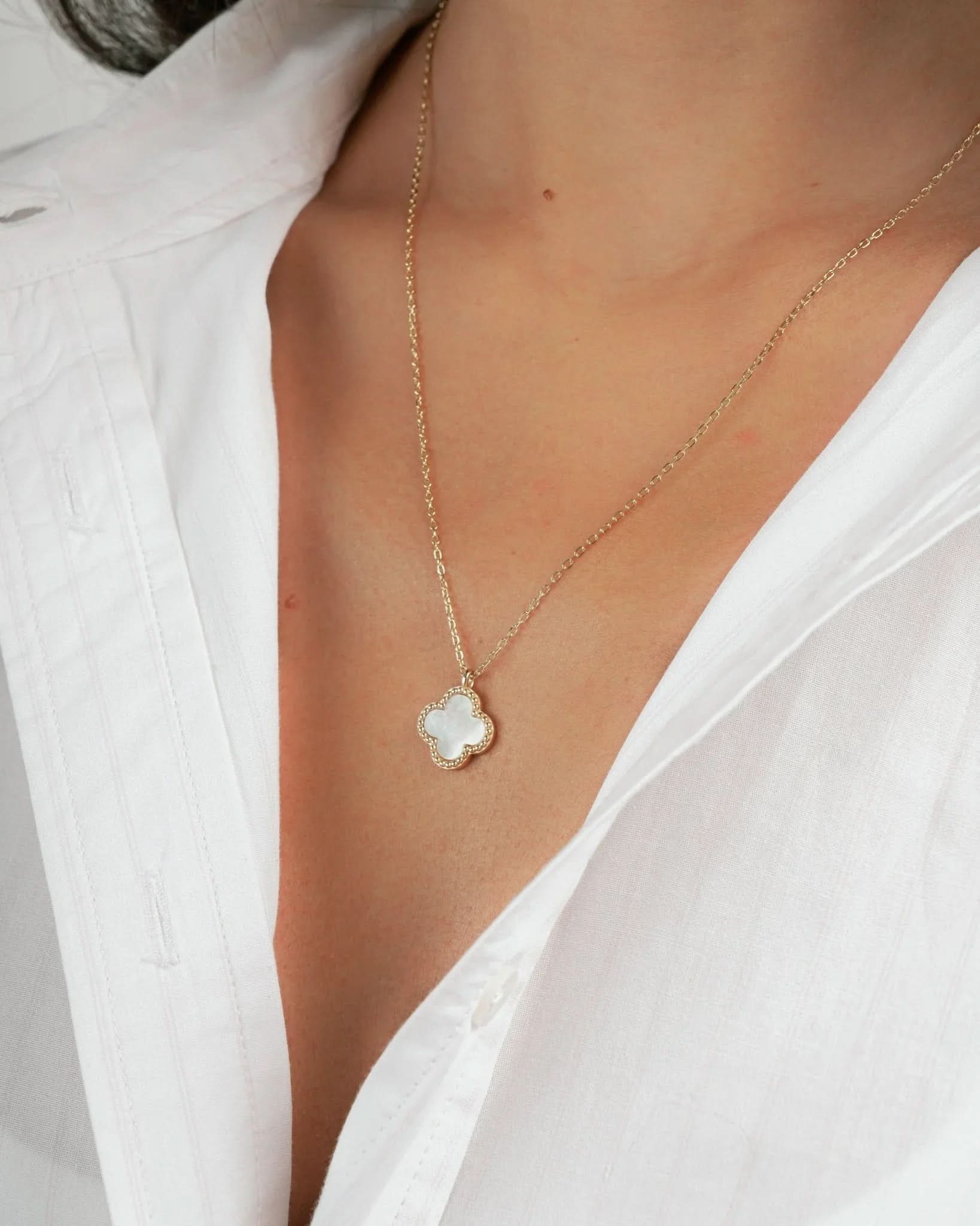 Mother of Pearl Clover Necklace - AYUNA