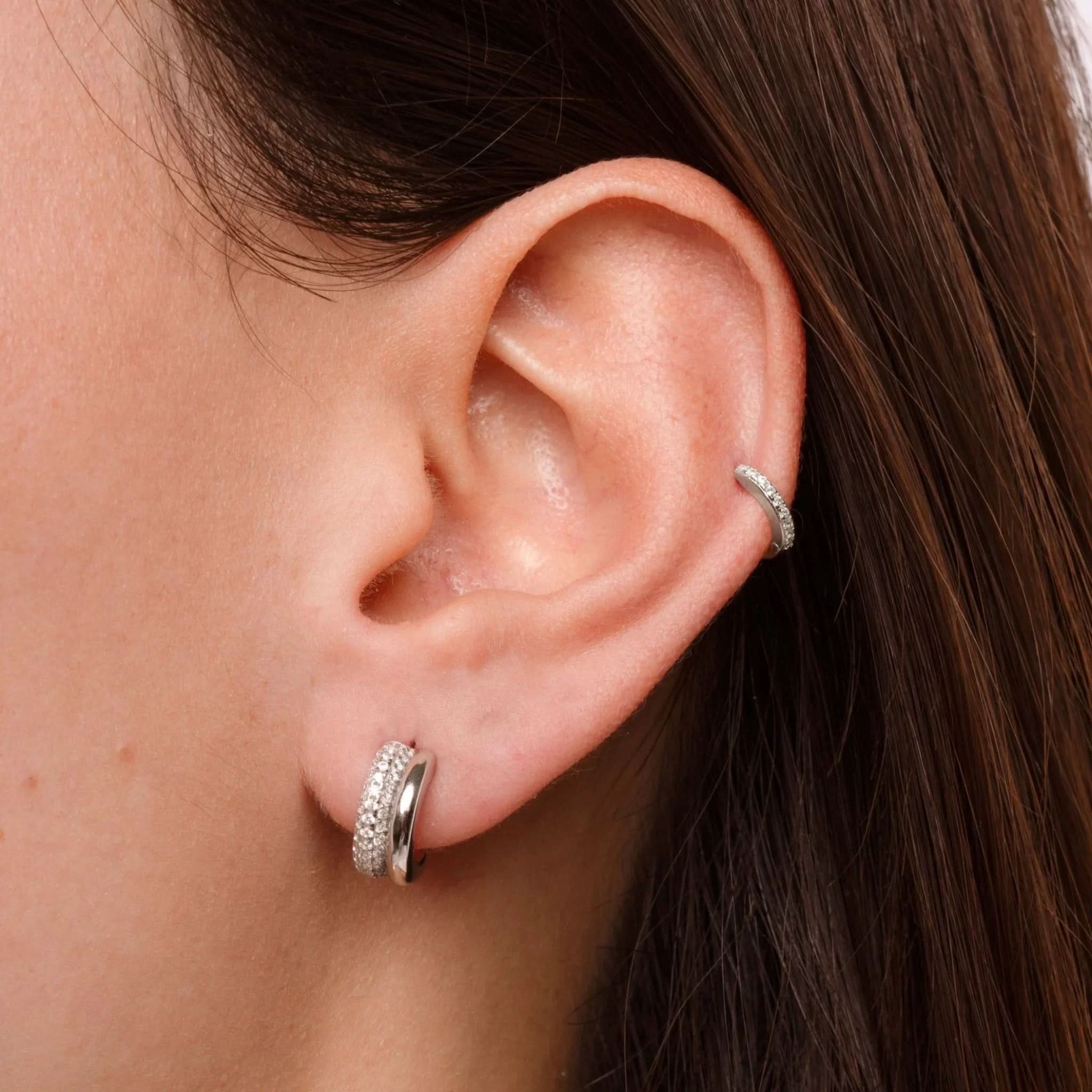 Pavé Double Hoop Earrings - AYUNA