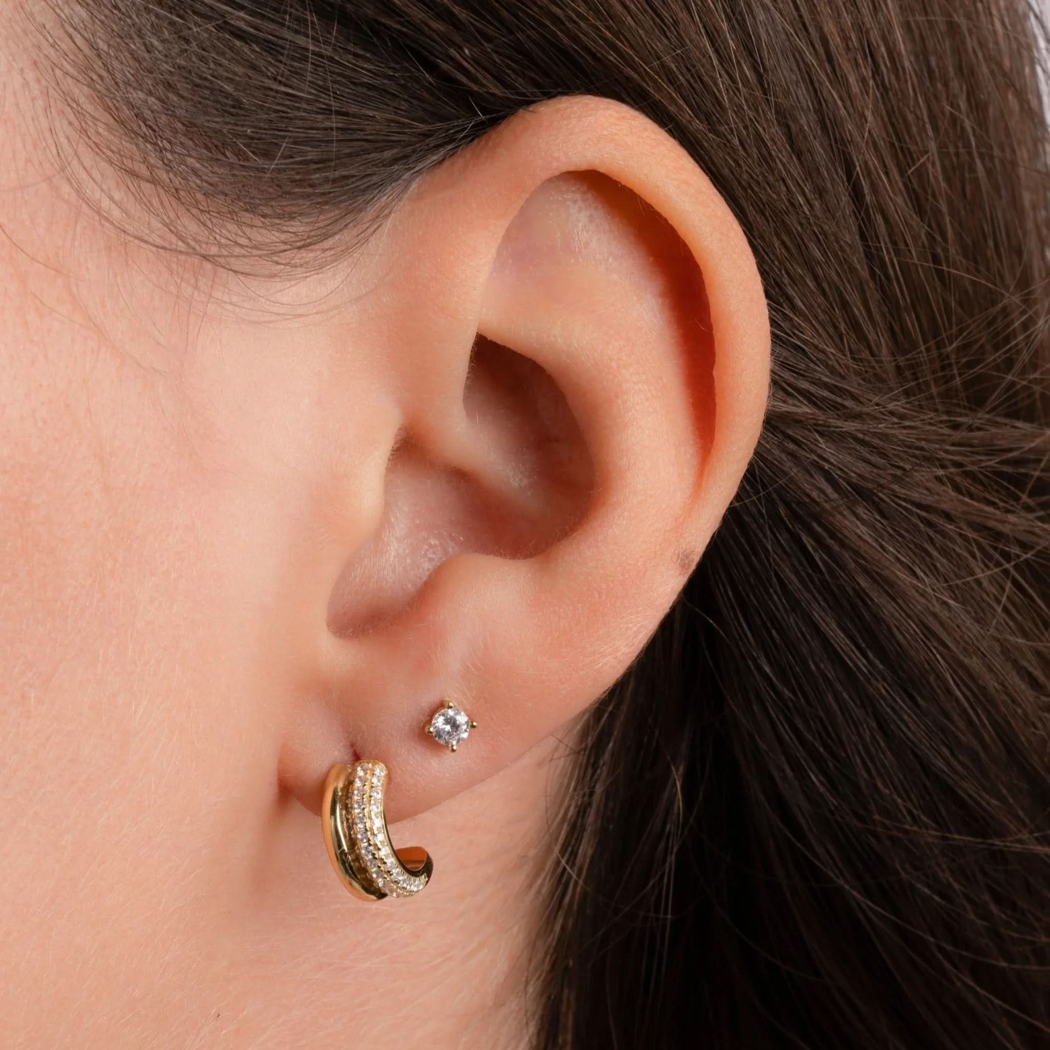 Pavé Double Hoop Earrings - AYUNA