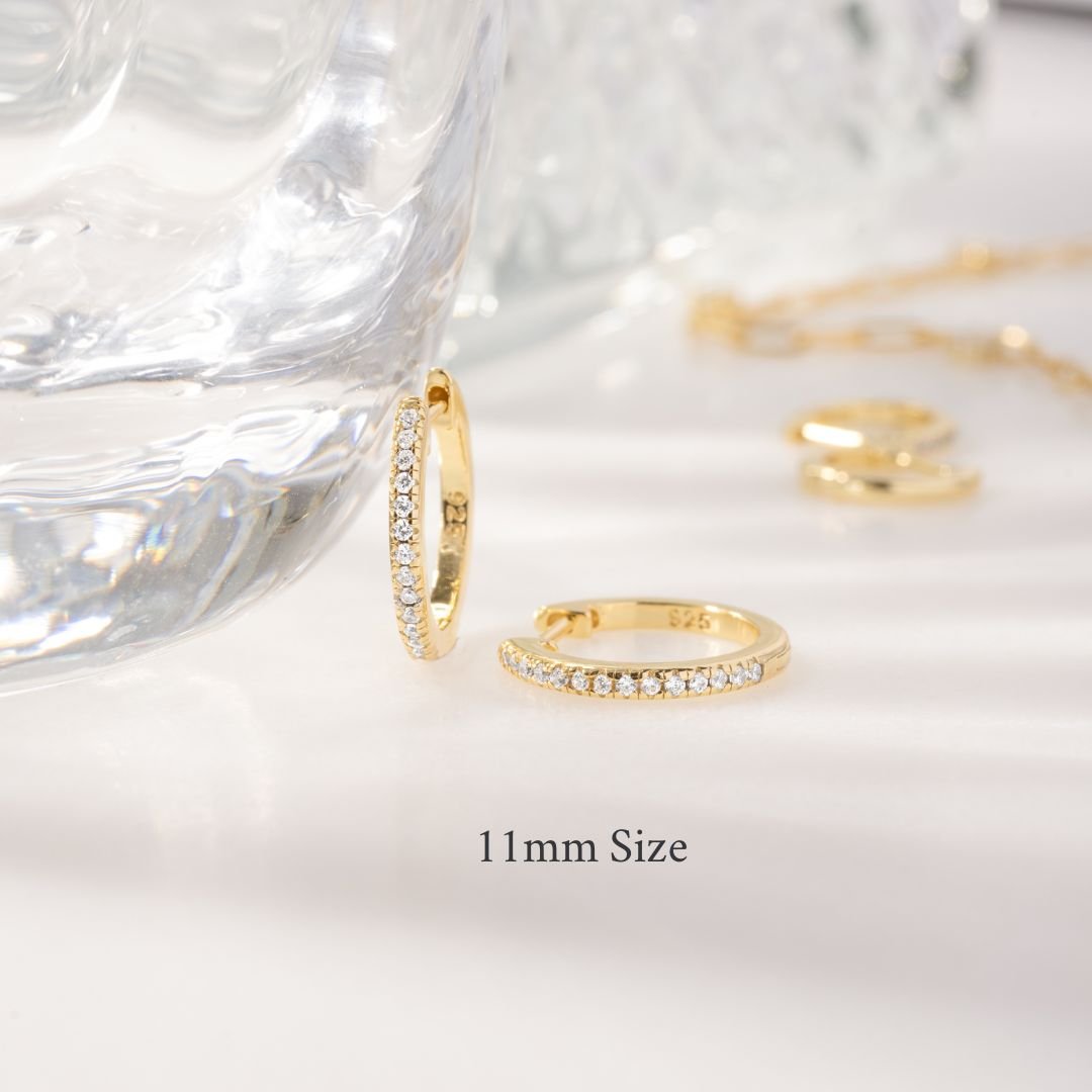 Pavé Huggie Earrings (Two Sizes Available) - AYUNA