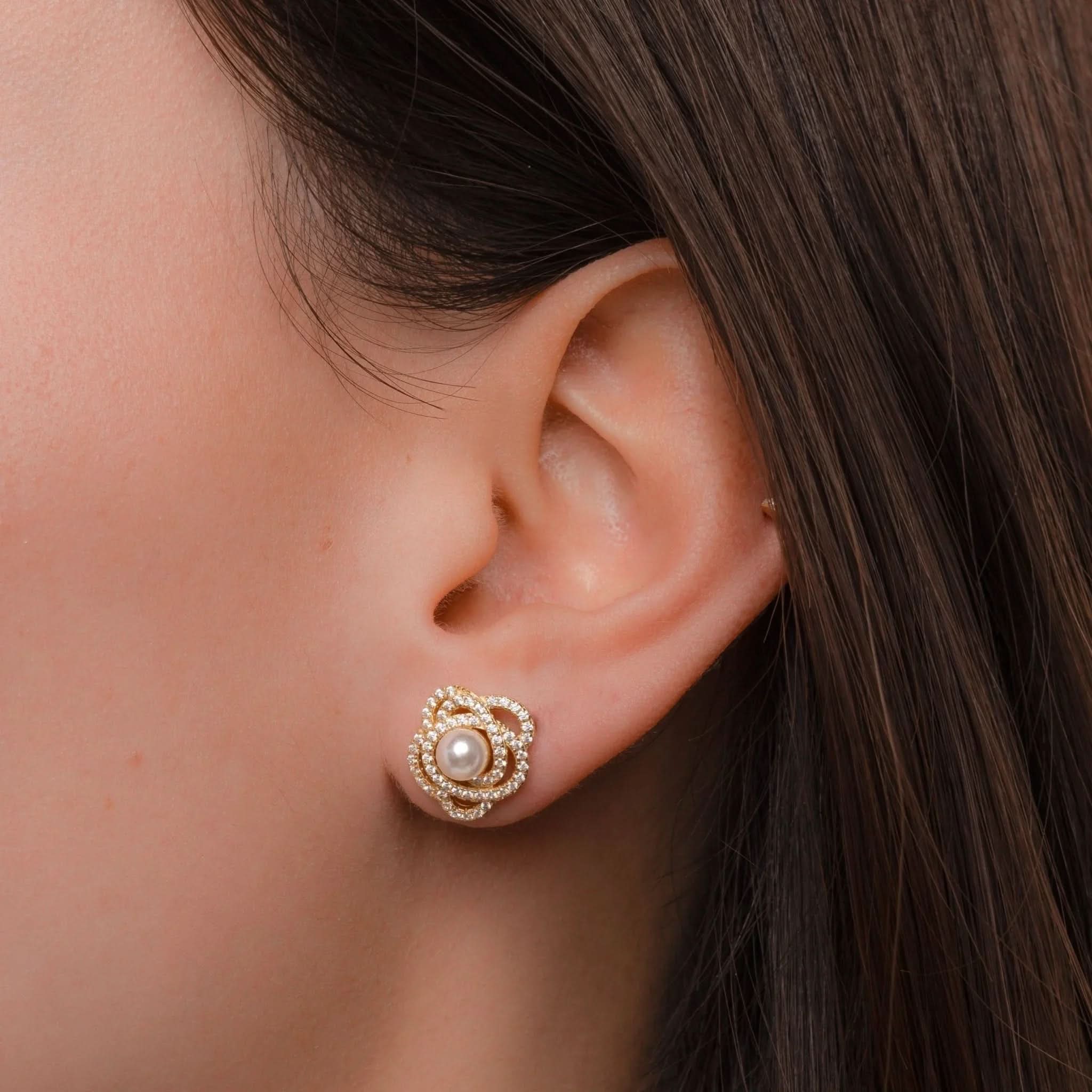 Pearl Flower Statement Studs - AYUNA