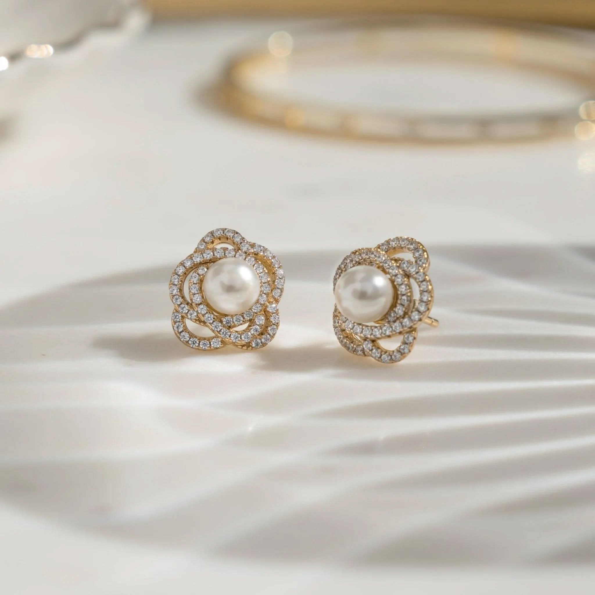 Pearl Flower Statement Studs - AYUNA