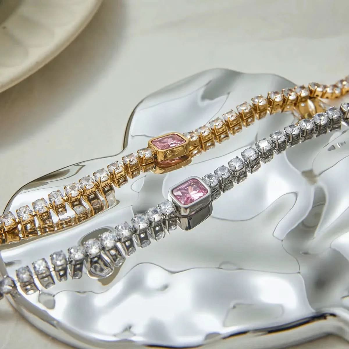 Pink Gemstone Tennis Bracelet - AYUNA