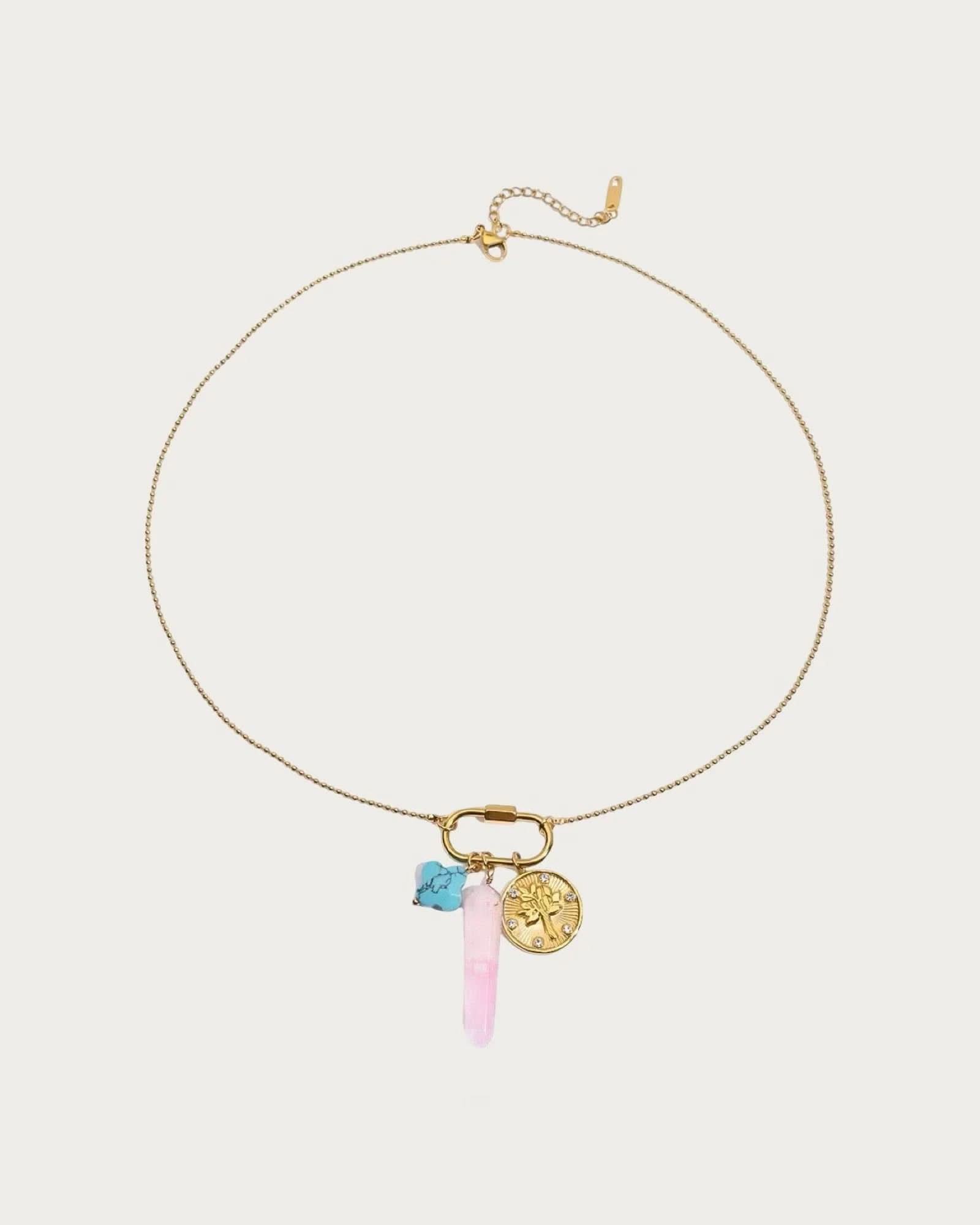 Rose Quartz Clasp Necklace - AYUNA