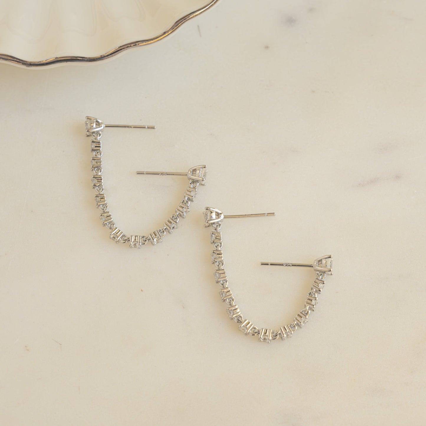 Two-Piercing Tennis Chain Link Studs