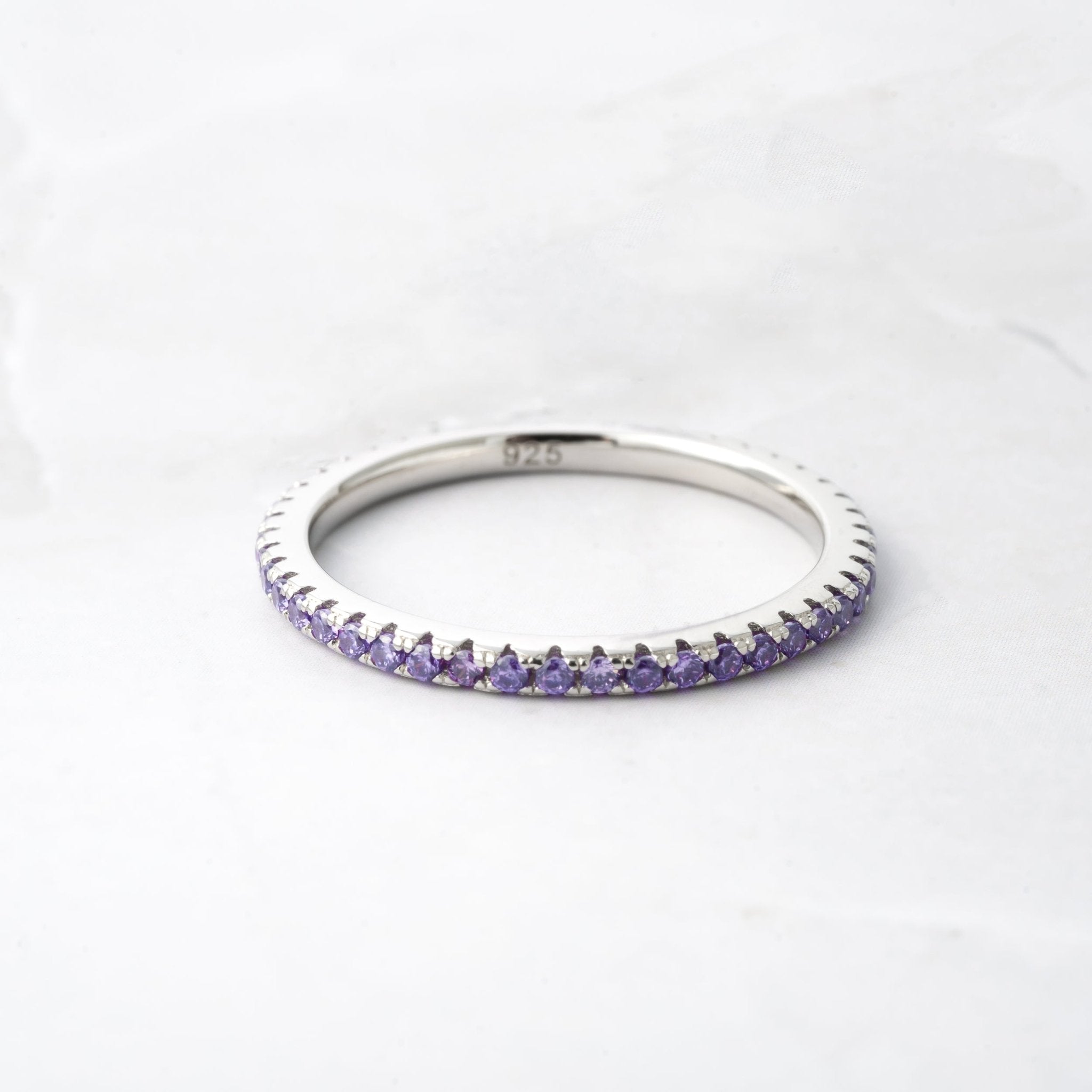 Silver Eternity Birthstone Rings - AYUNA