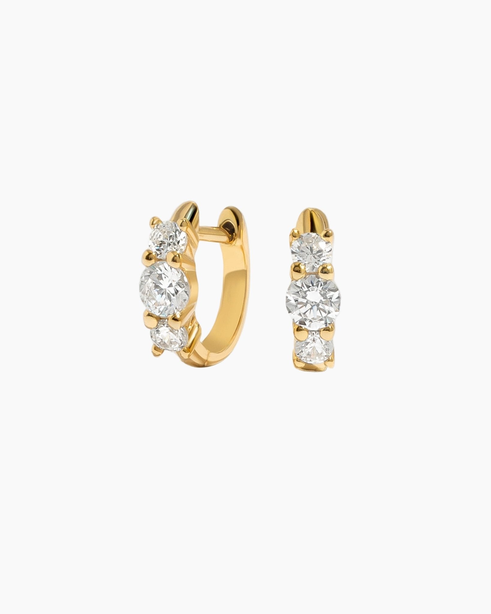 Three Stone Huggie Hoops - AYUNA