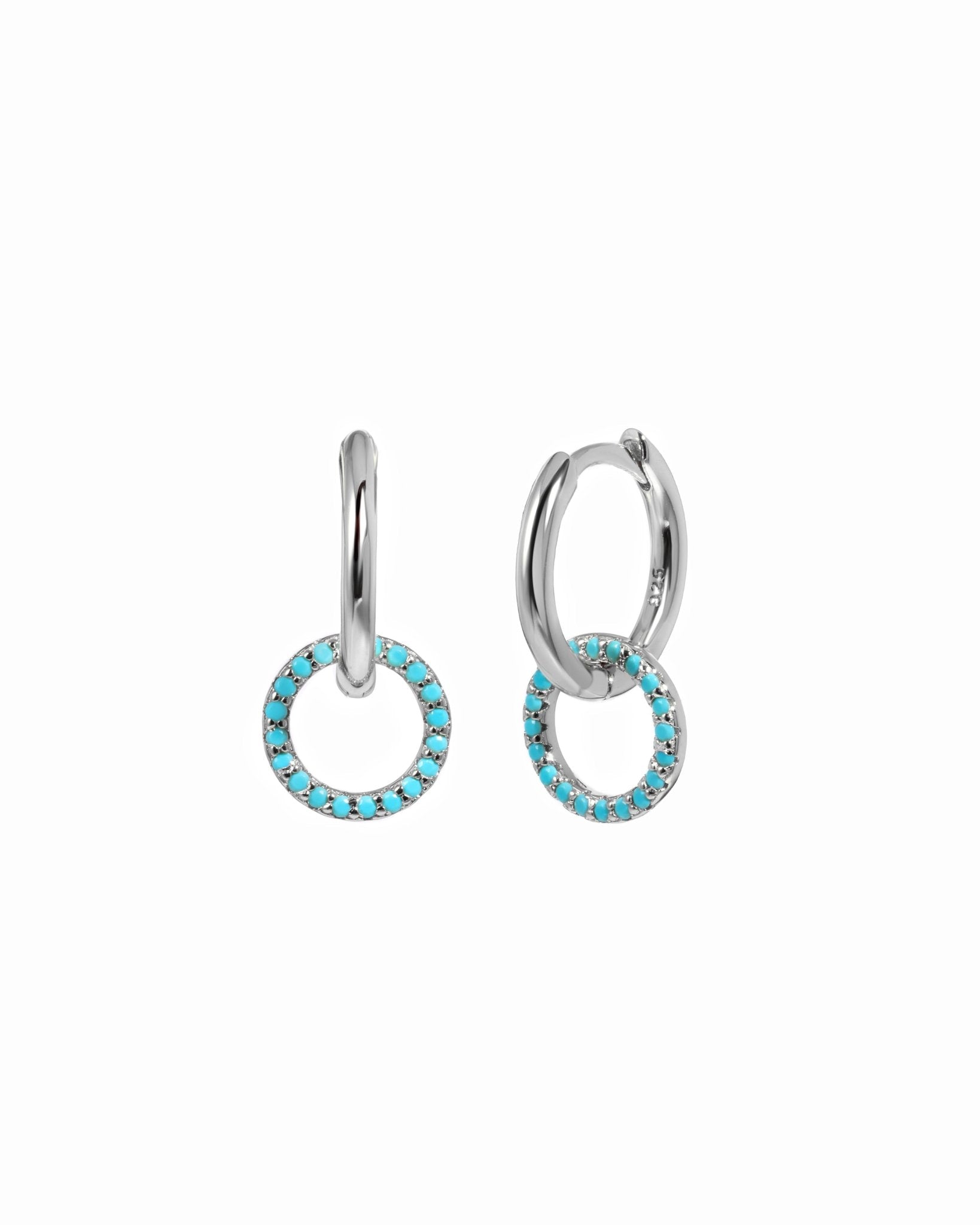 Turquoise Circle Charm Hoops - AYUNA