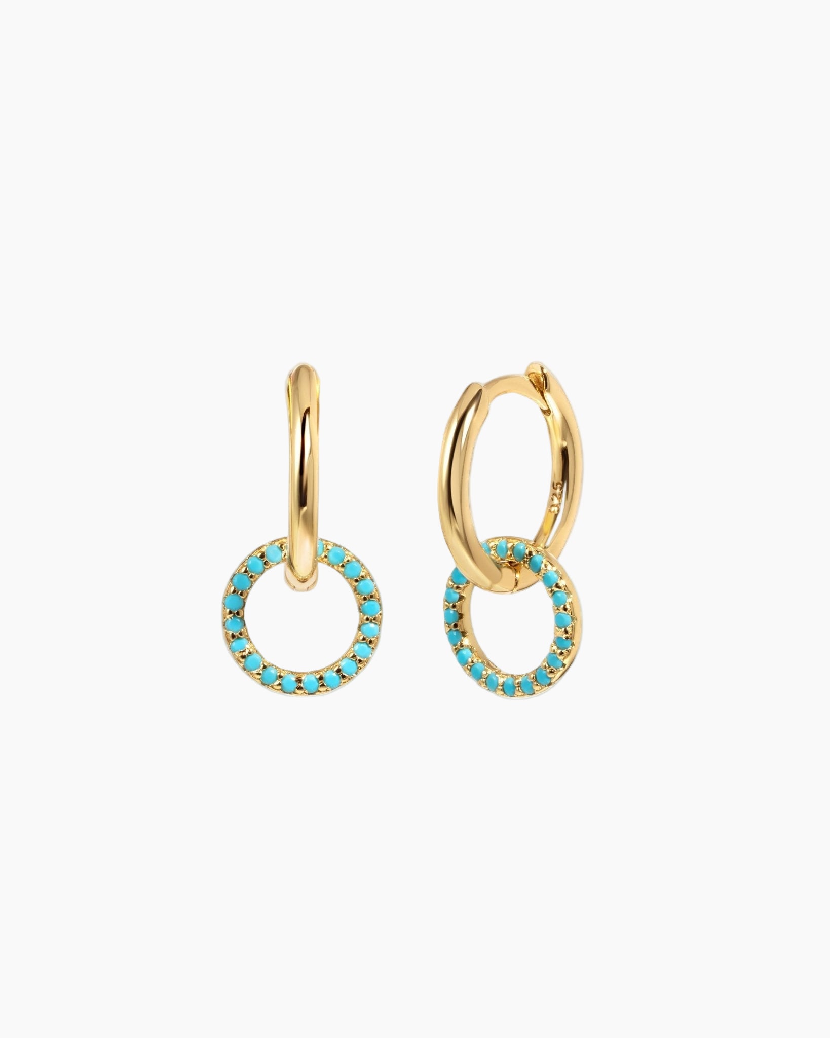 Turquoise Circle Charm Hoops - AYUNA
