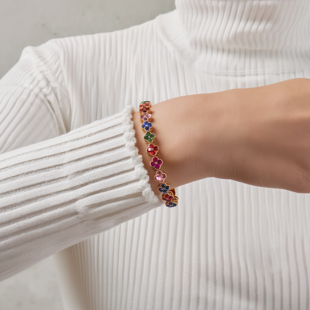 Pulsera de trébol arcoíris