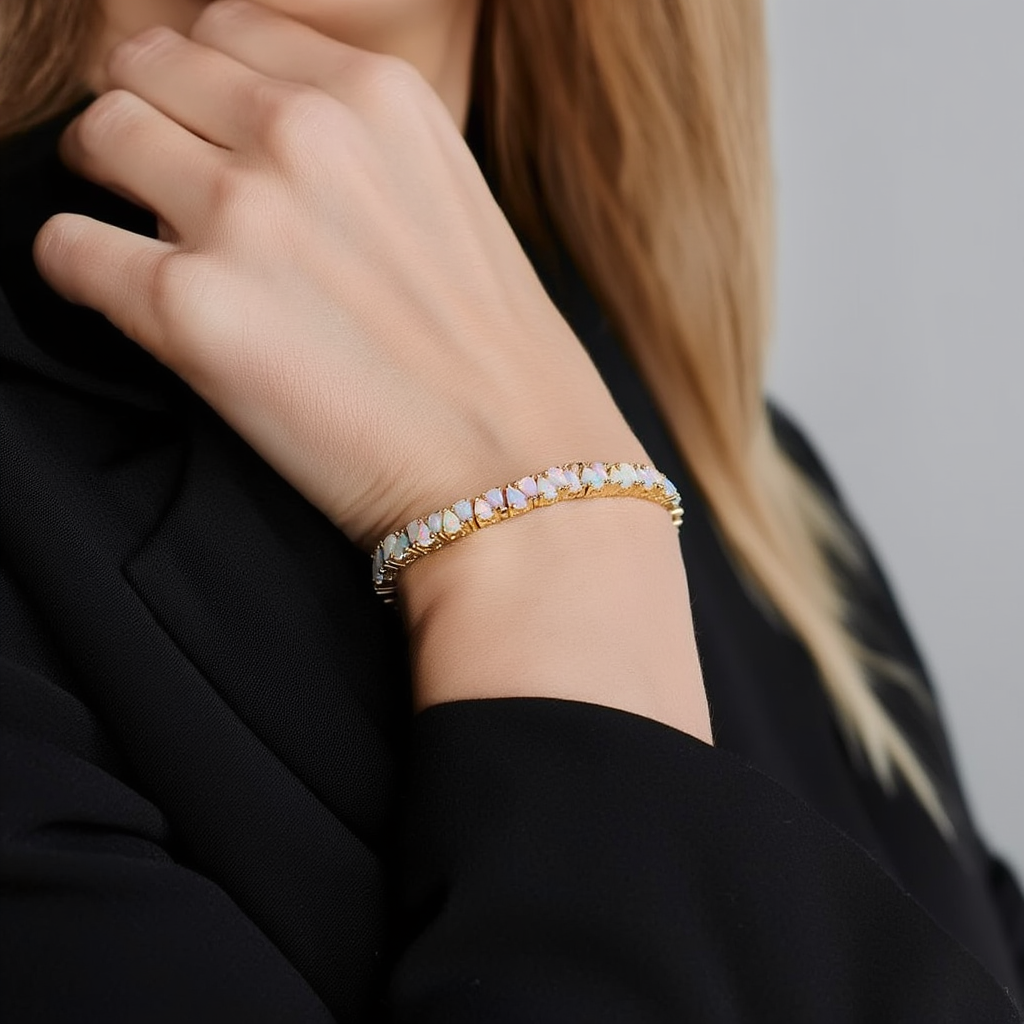 Pastel Opal Bracelet Sterling Silver