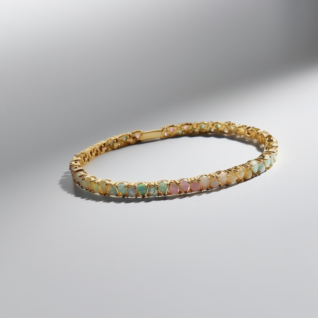 Pastel Opal Bracelet Sterling Silver