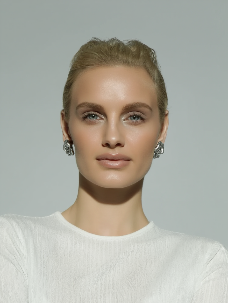 Elen Earrings – Silver Floral