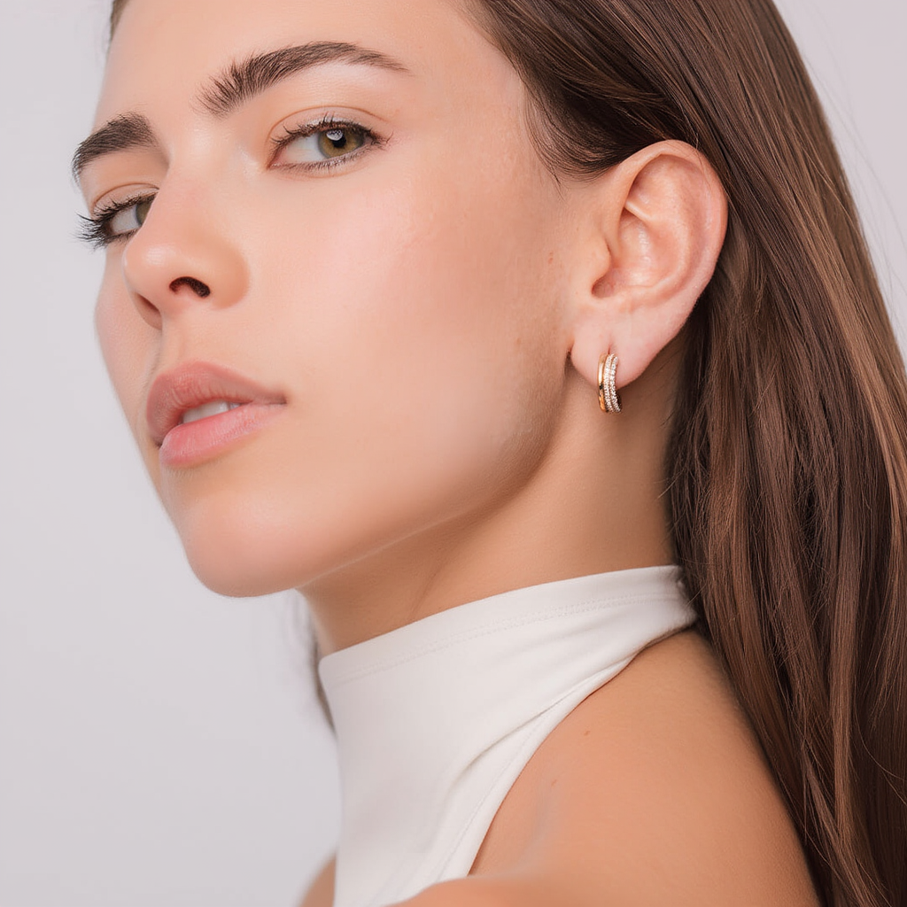 Pavé Double Hoop Earrings