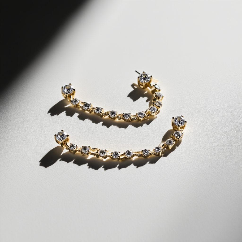 Two-Piercing Tennis Chain Link Studs