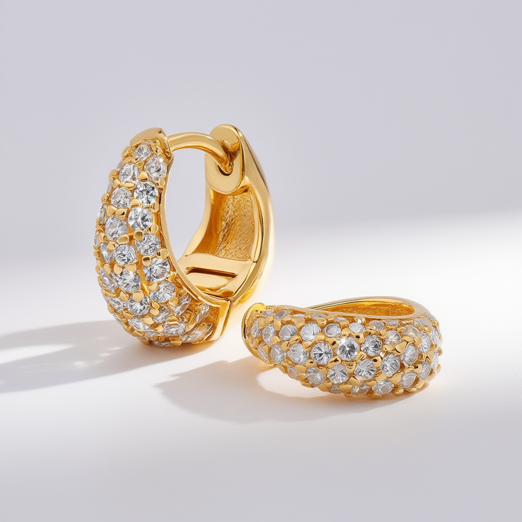 10mm Pave Basket Huggies