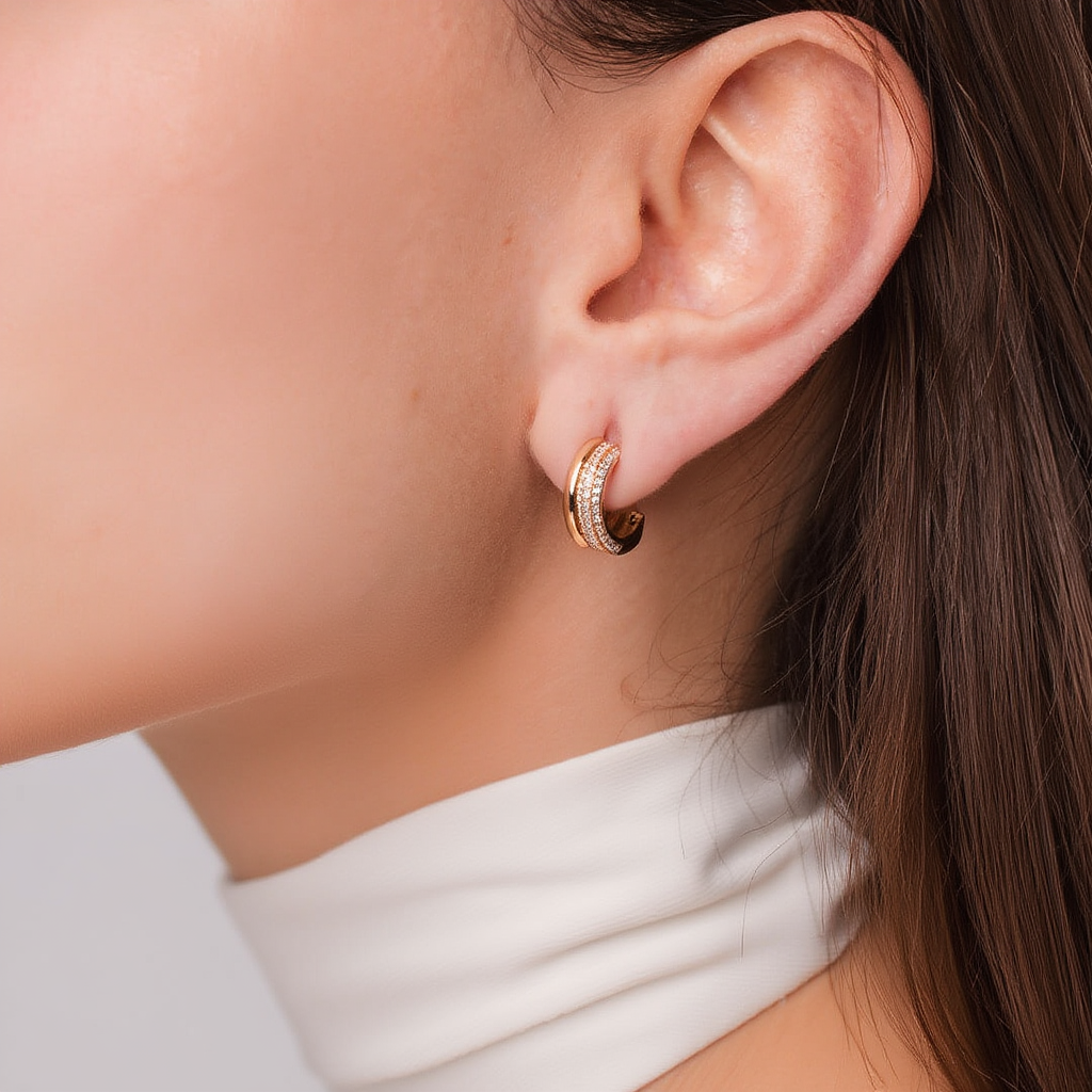 Pavé Double Hoop Earrings