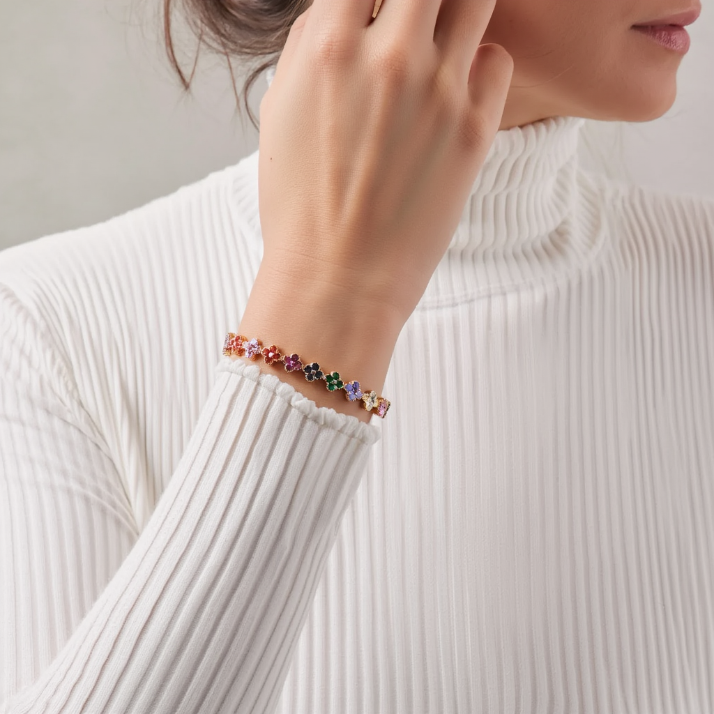 Pulsera de trébol arcoíris