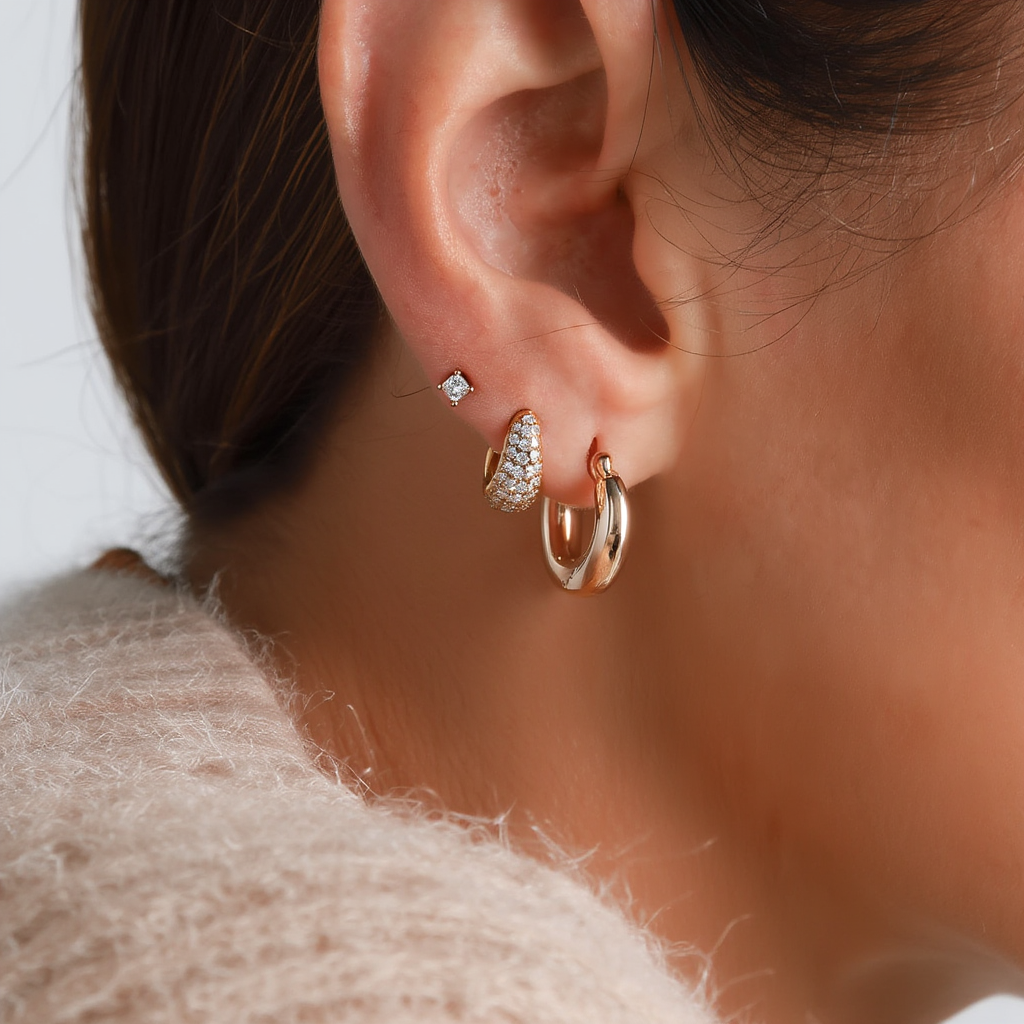 10mm Pave Basket Huggies