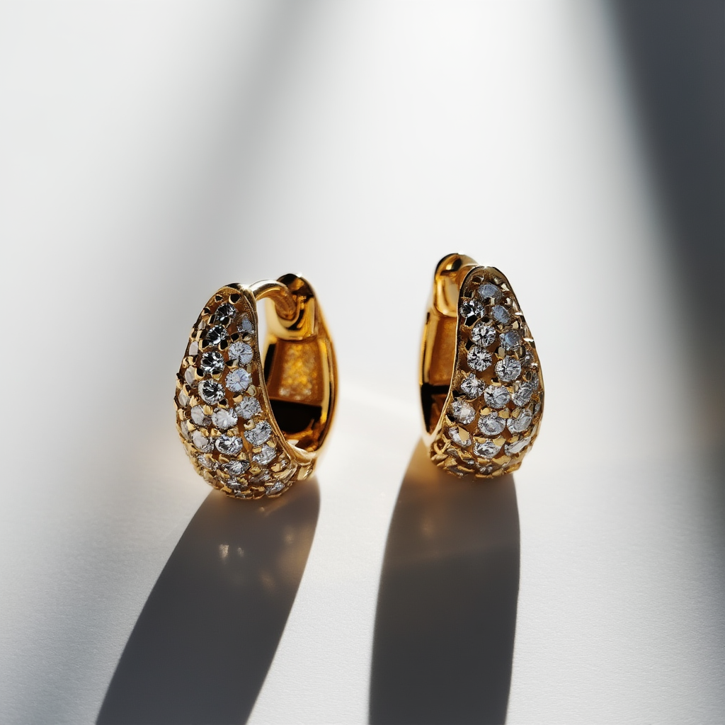 10mm Pave Basket Huggies