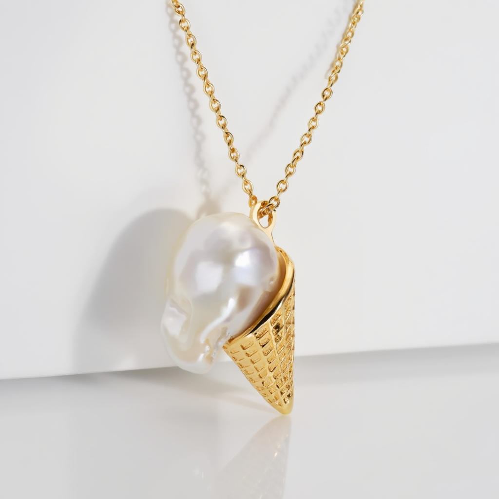 Collar de perlas barrocas con forma de helado