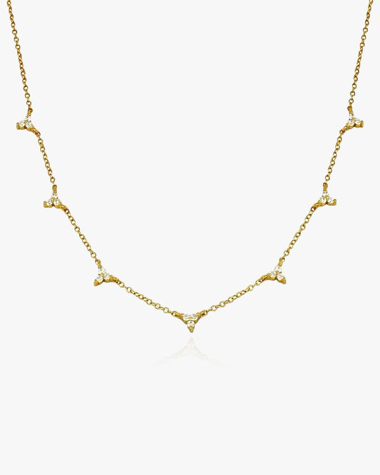 925 Sterling Silver Necklace Trio Diamante - AYUNA
