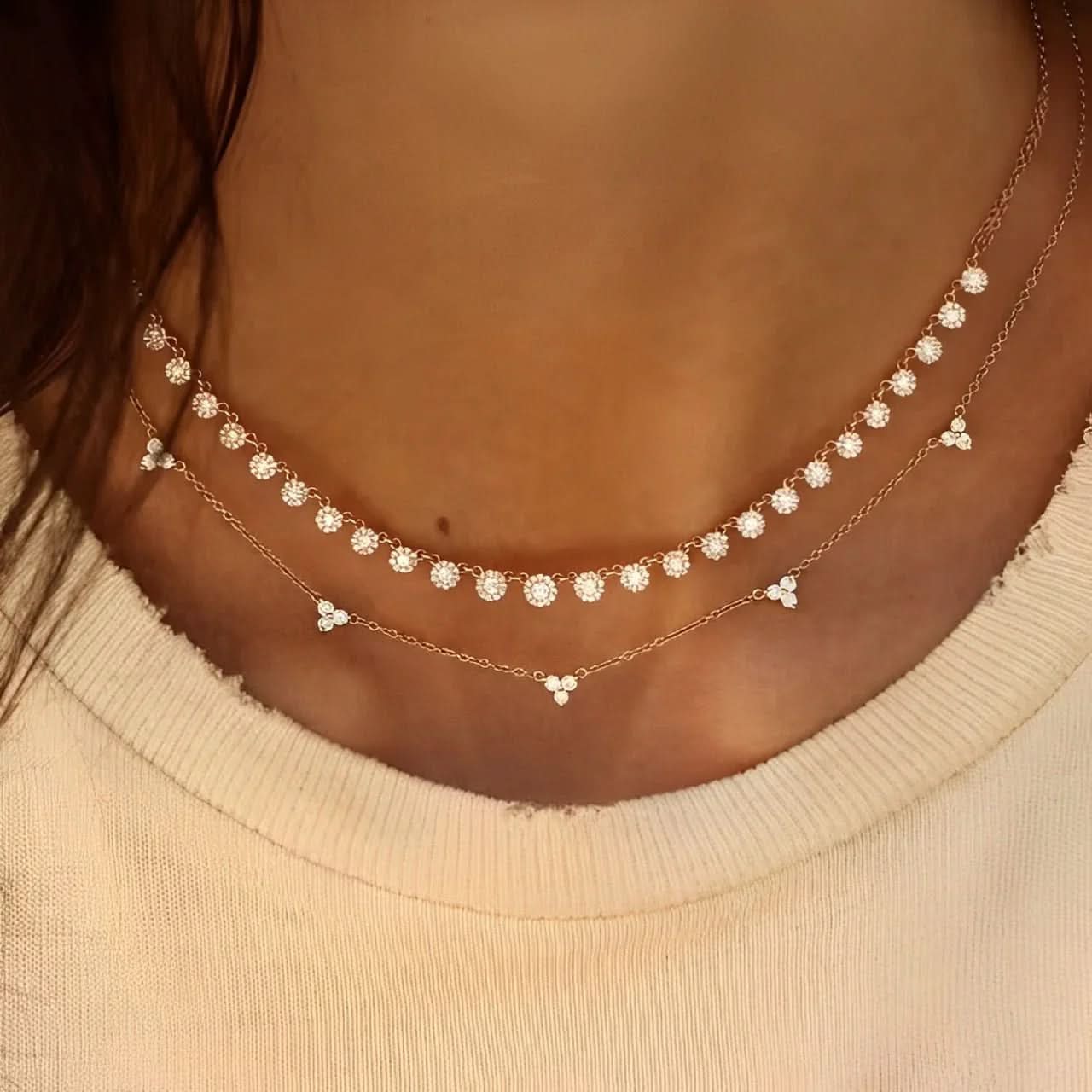 925 Sterling Silver Necklace Trio Diamante - AYUNA