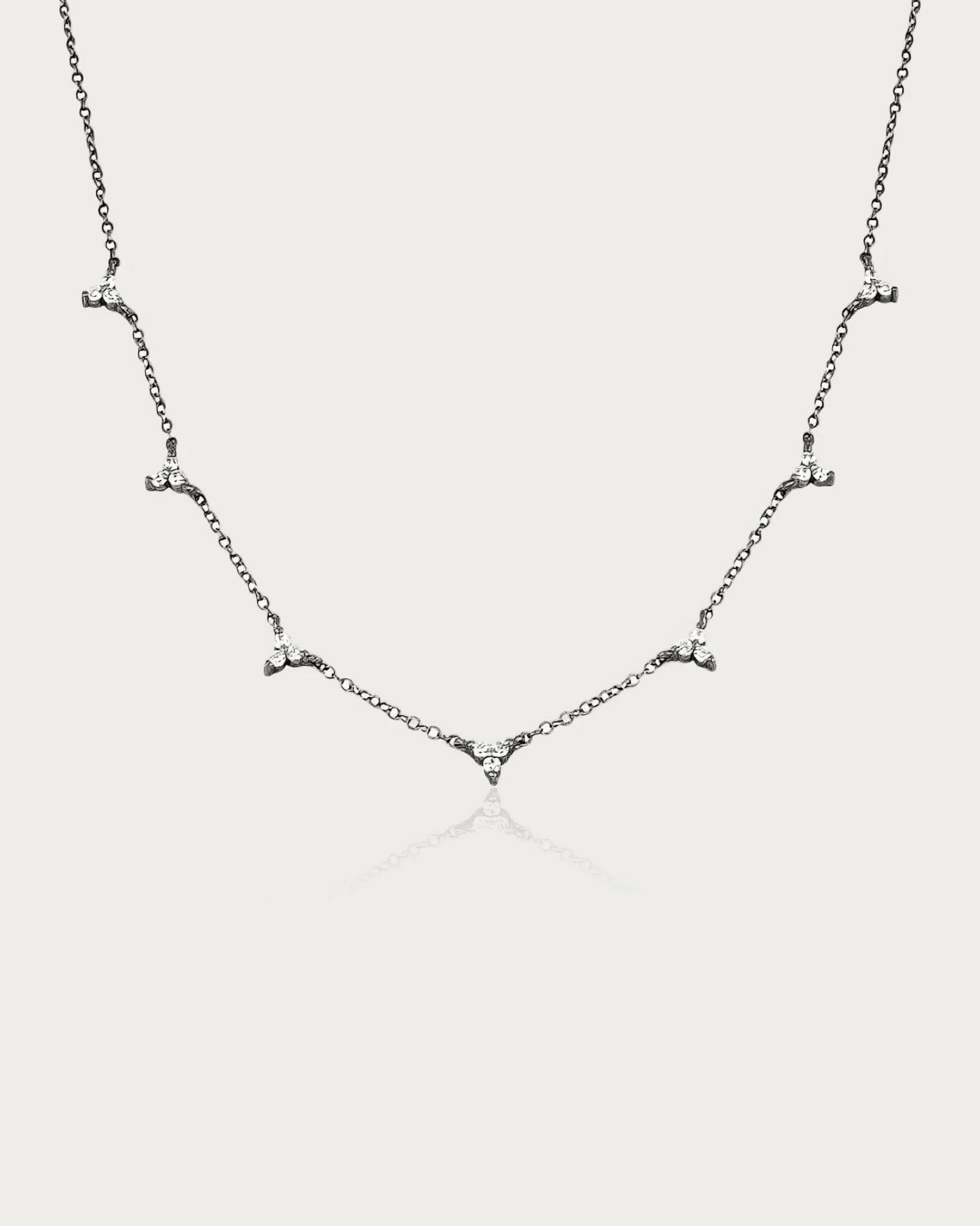 925 Sterling Silver Necklace Trio Diamante - AYUNA