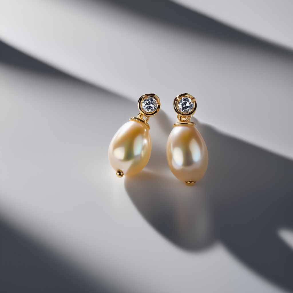 Bezel & Pearl Drop Earrings