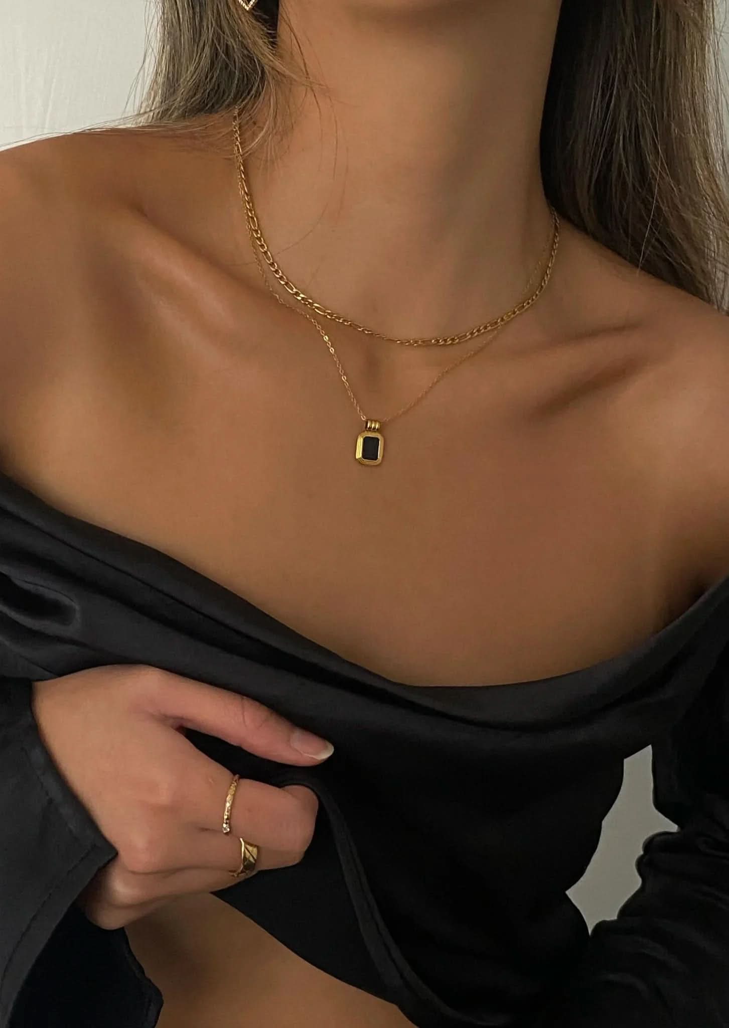 Anke Chain Necklace - Black Onyx - AYUNA