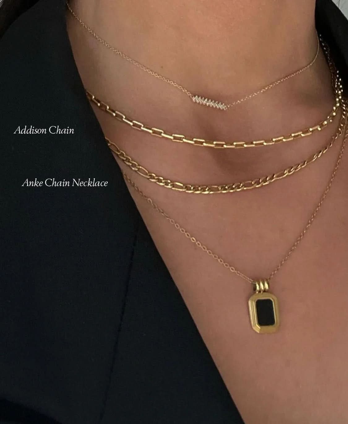 Anke Chain Necklace - Black Onyx - AYUNA