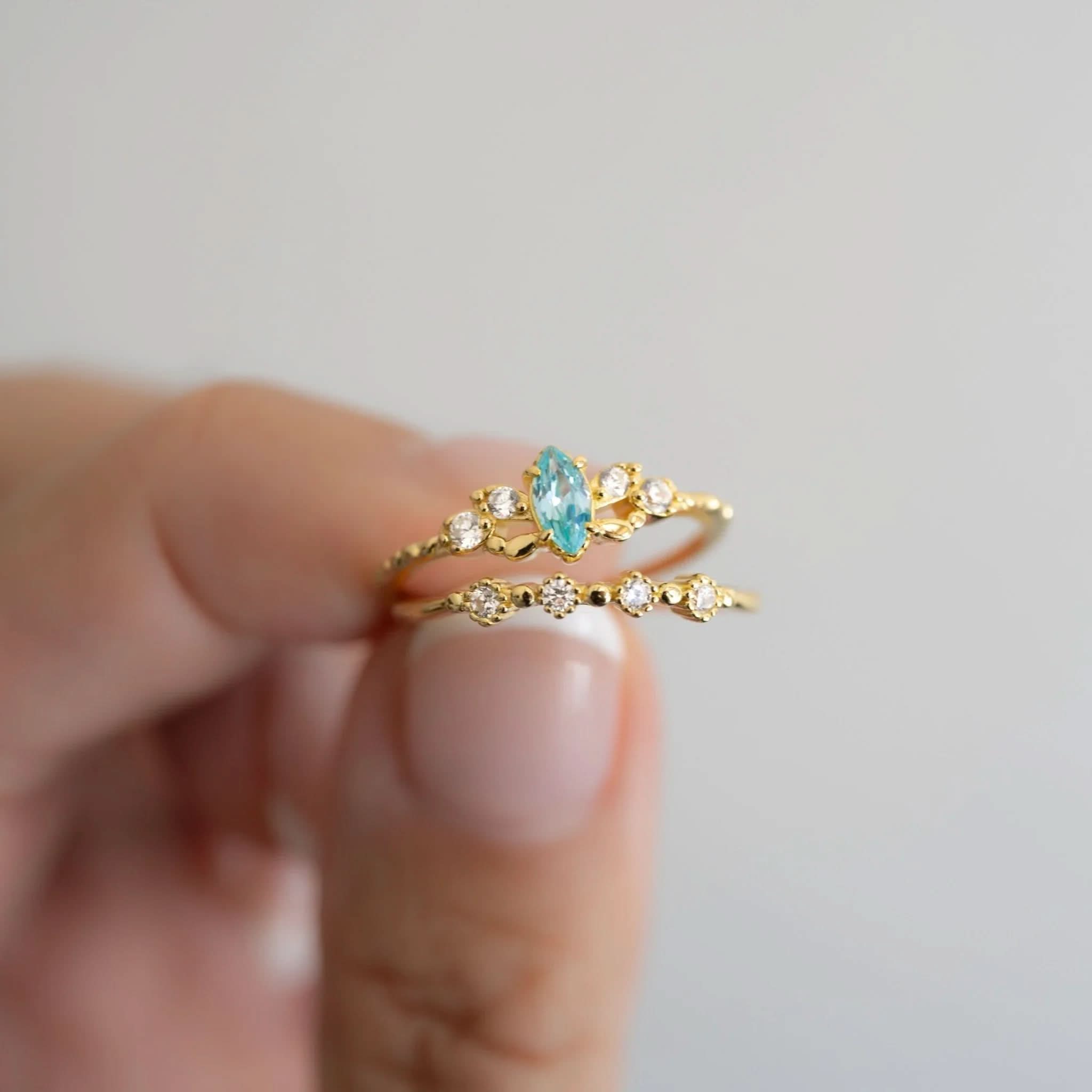 Aquamarine Ring Set - AYUNA