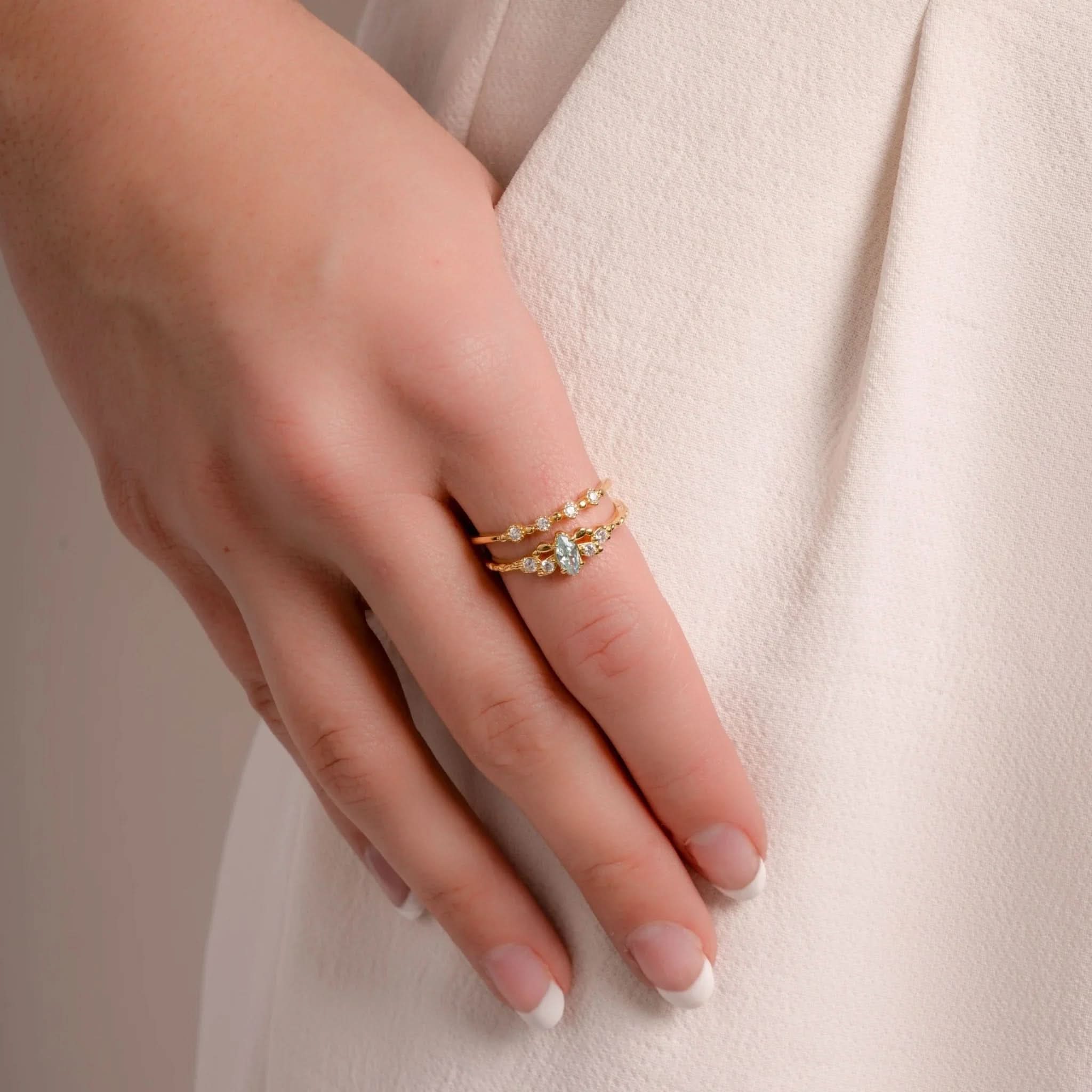 Aquamarine Ring Set - AYUNA