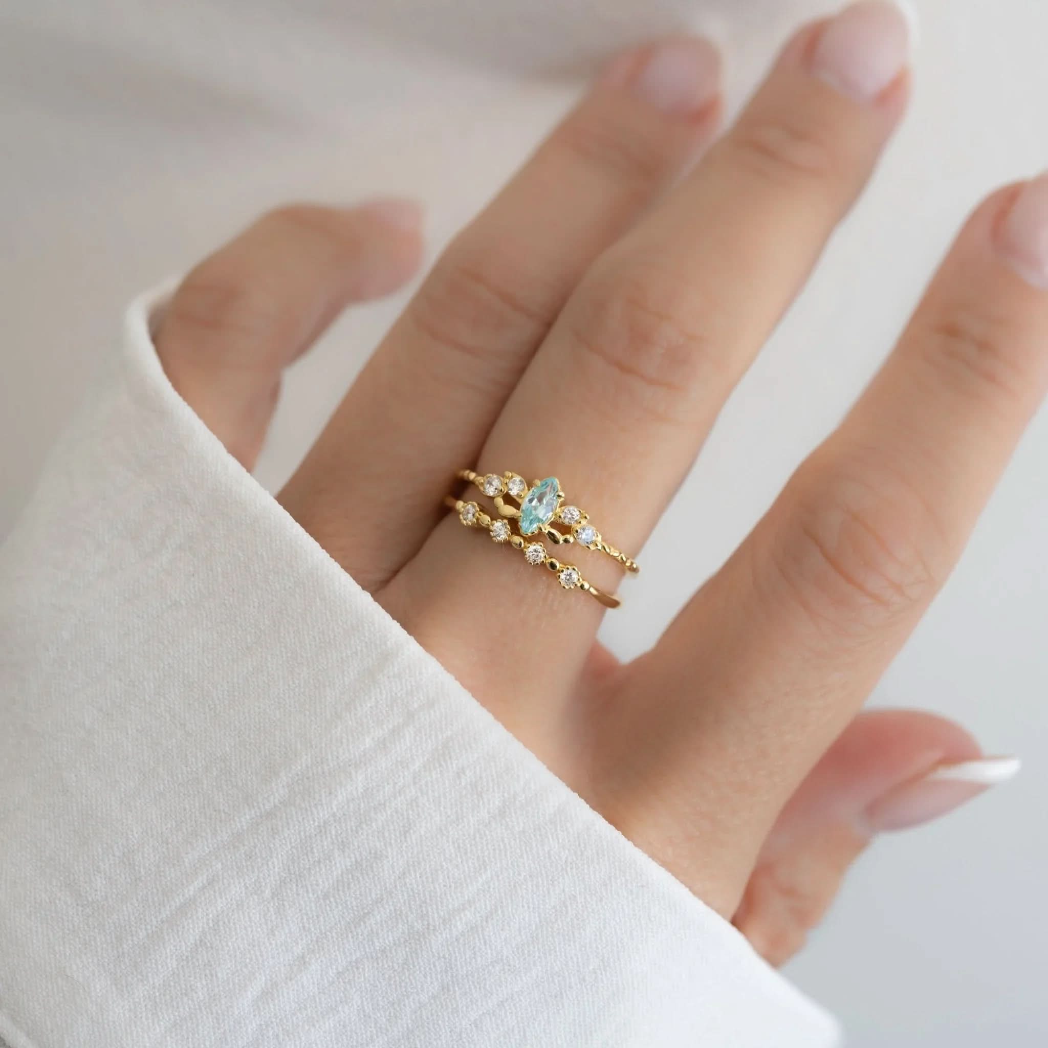 Aquamarine Ring Set - AYUNA