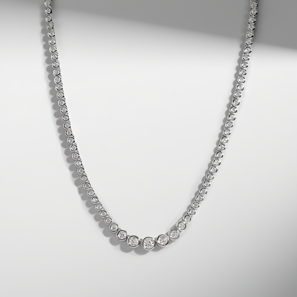 Gradient Bezel Tennis Necklace