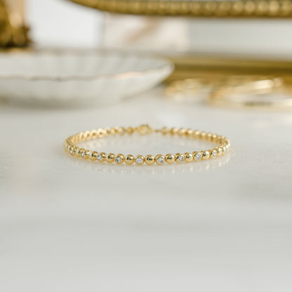Bead & Bezel Tennis Bracelet - AYUNA