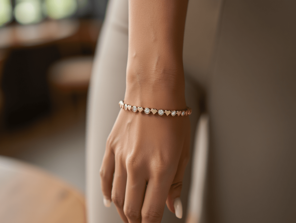 Bead & Bezel Tennis Bracelet - AYUNA