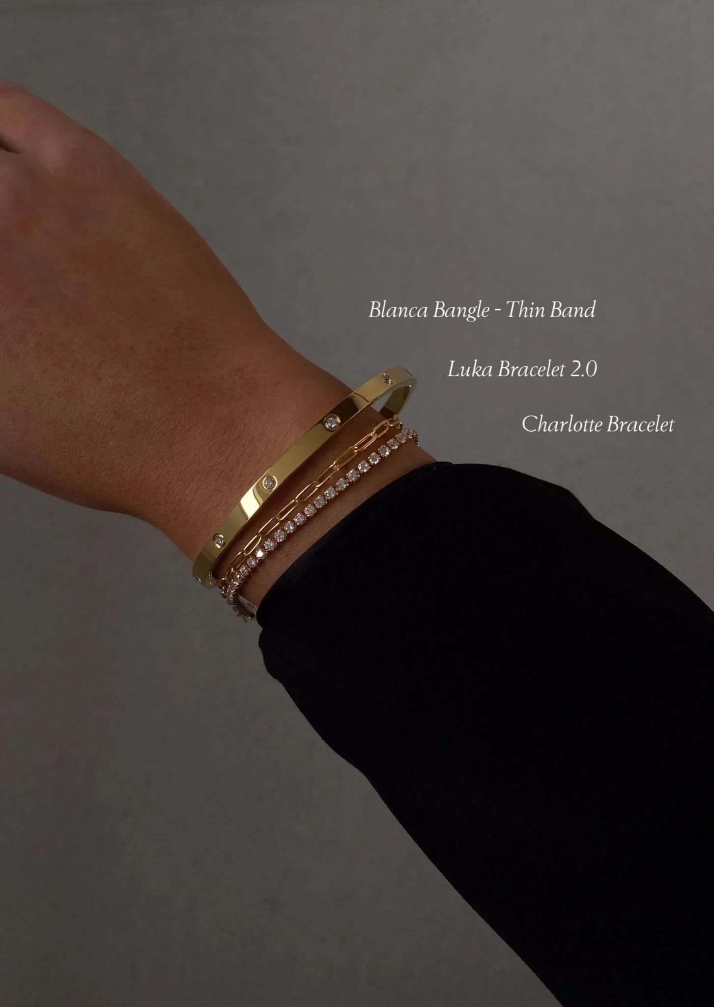 Blanca Bangle Thin Band - Gold - AYUNA