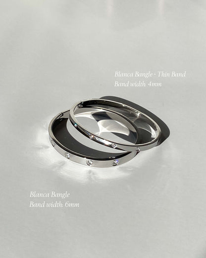 Blanca Bangle Thin Band - Silver - AYUNA