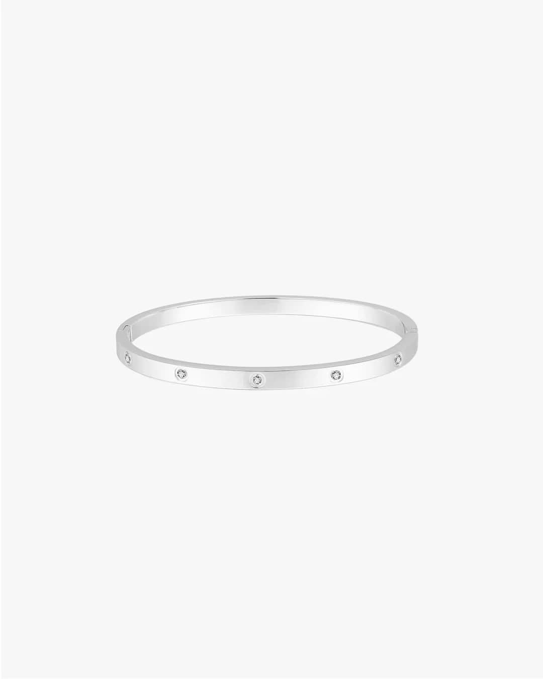 Blanca Bangle Thin Band - Silver - AYUNA