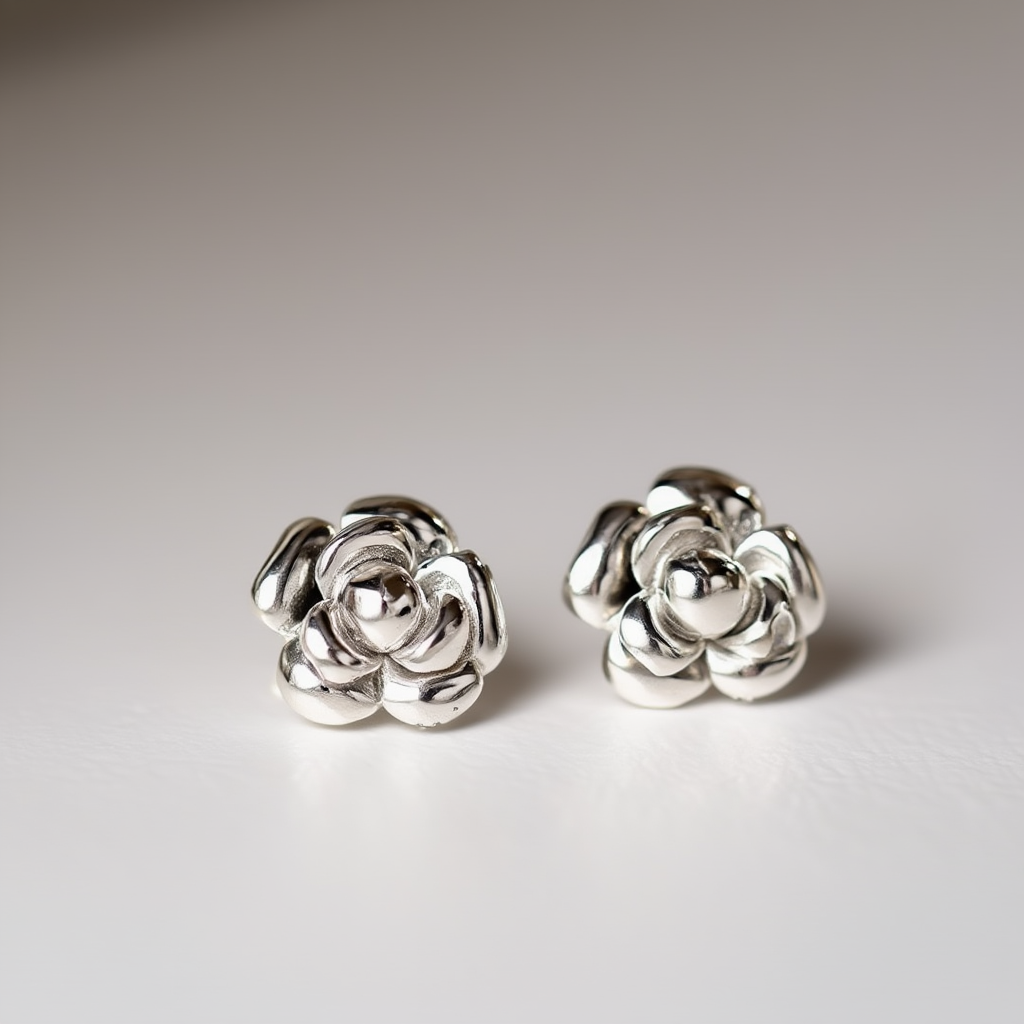 Elen Earrings – Silver Floral