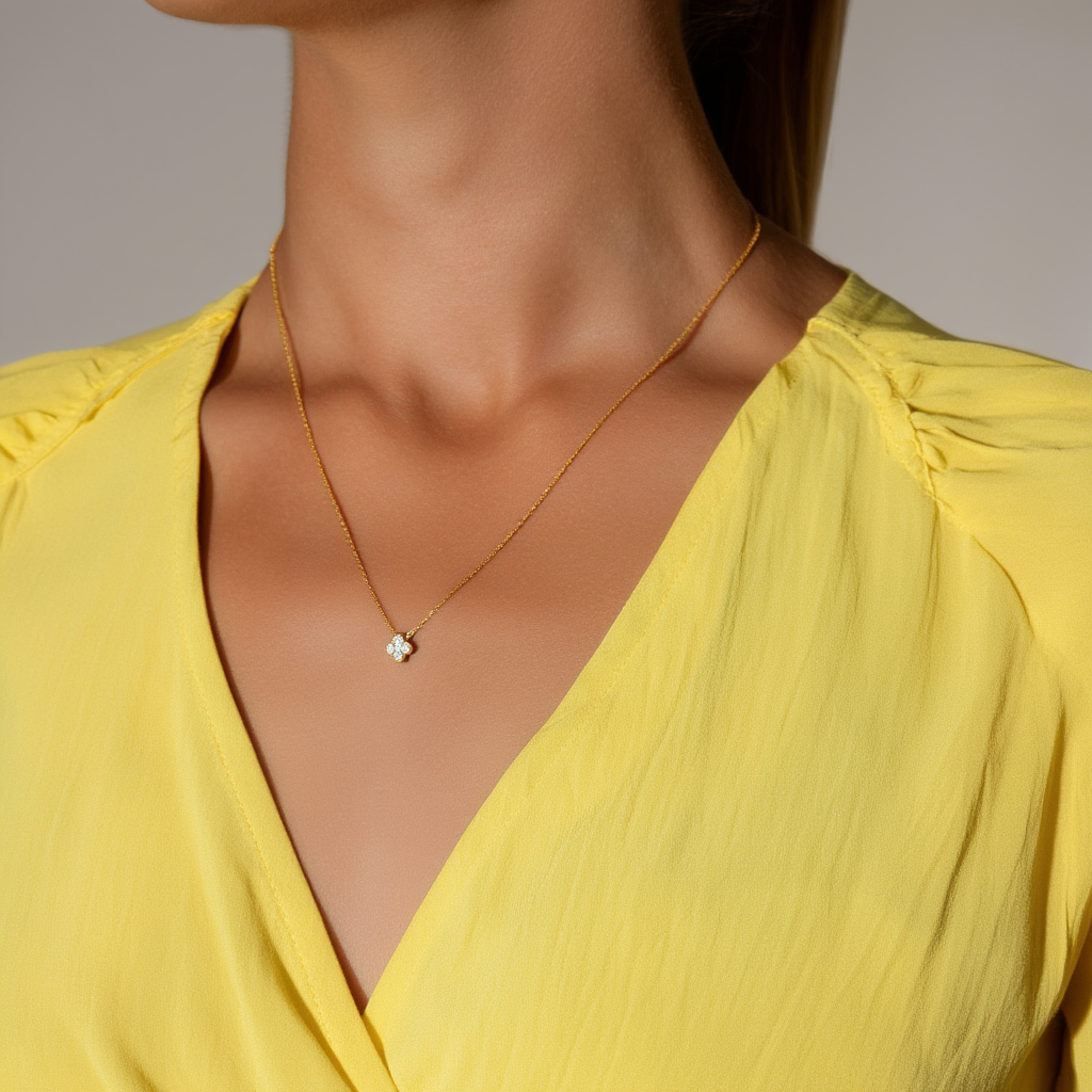 Clover Birthstone Necklace Sterling Silver